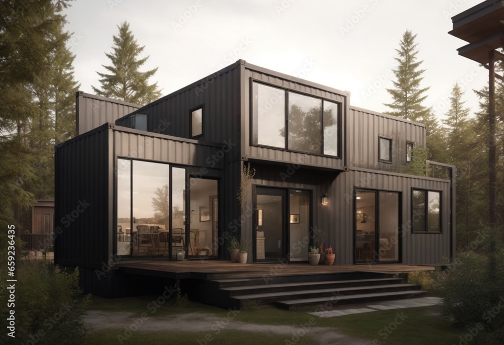 Fototapeta premium house in the woods rustic modern container 6