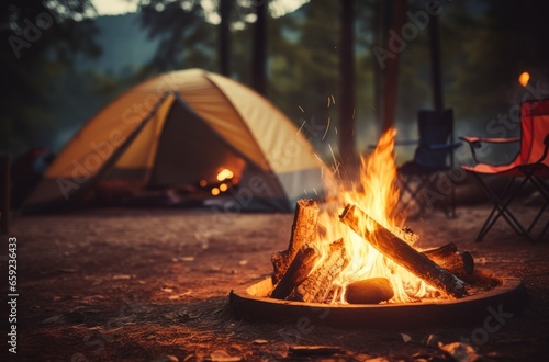 camp fire in the forest