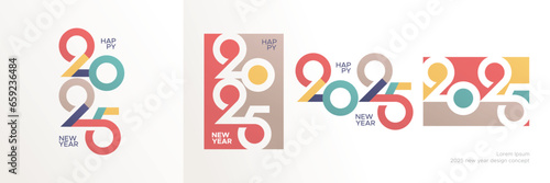 Set of 2025 new year design concept for calendar, poster, flyer and social media post template. 2025 new year celebration