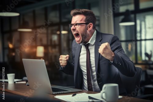 a man yelling angry, office background