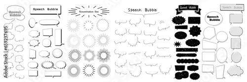 吹き出しセット.speech bubble set/concentration line/effect line