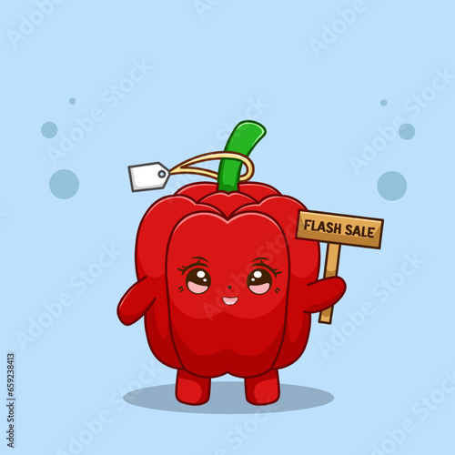 Cute Happy Paprika Sell Her Self Illustration