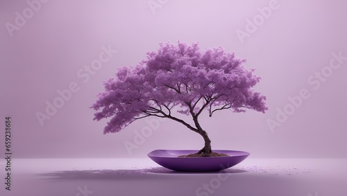 Minimalist concept with a clean, monochromatic background in a shade of calming purple, reminiscent of nature and renewal. With copy space.
