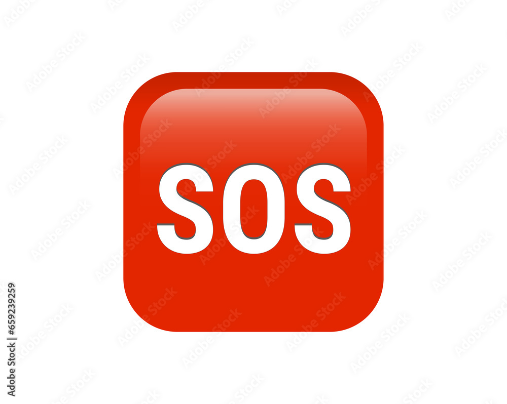 Shinny gradient white SOS word red icon button Shinny gradient white SOS word red icon button