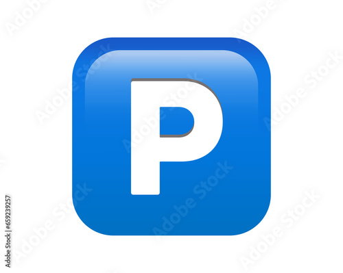 Gradient blue P button is the letter P inside square icon, represent parking zones on transparent background