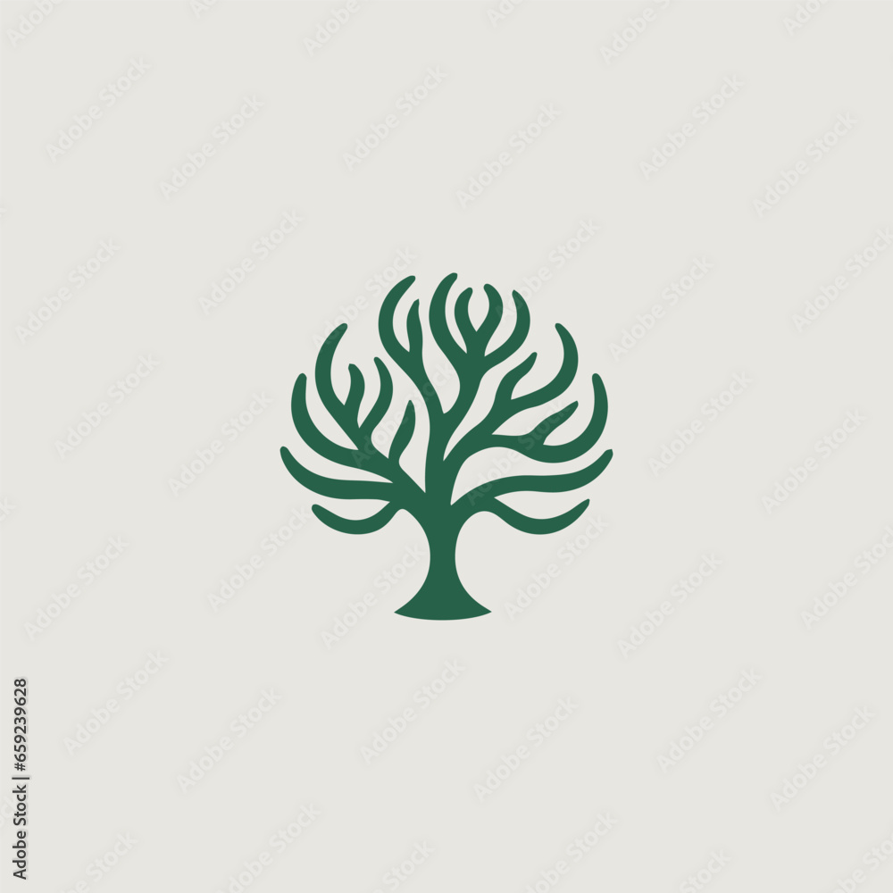 Obraz premium 海藻をシンボリックに用いたロゴのベクター画像