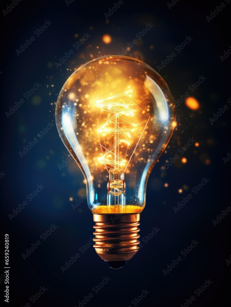 A brightly shining light bulb symbolizing ideas, inspiration, and creativity A brightly shining light bulb symbolizing ideas, inspiration, and creativity