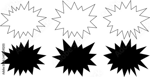 outline silhouette zig zag speech bubble set