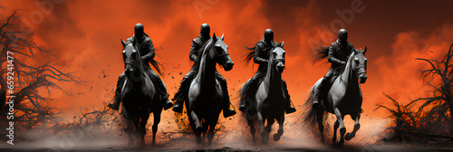 The four - 4 -  horsemen of the apocalypse - Armageddon - end of the world - prophecy - revelations. - bible - the last days - Israel - war - famine 