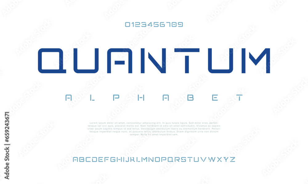 Quantum creative modern urban alphabet font. Digital abstract moslem, futuristic, fashion, sport, minimal technology typography. Simple numeric vector illustration