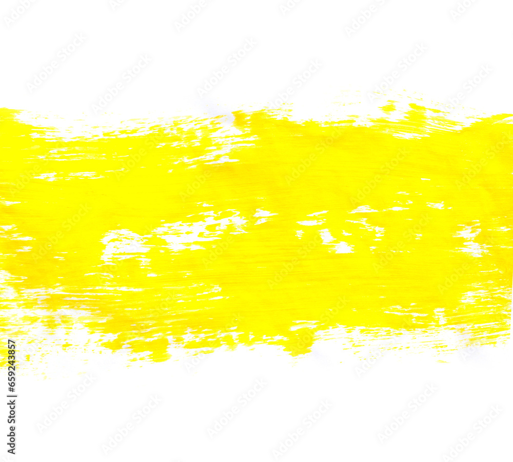 Artistic concept. Watercolor splash pattern and copy space above and below. Yellow watercolor on white background. Horizontal watercolor texture in the center of the image Artistic concept. Watercolor splash pattern and copy space above and below. Yellow watercolor on white background. Horizontal watercolor texture in the center of the image
