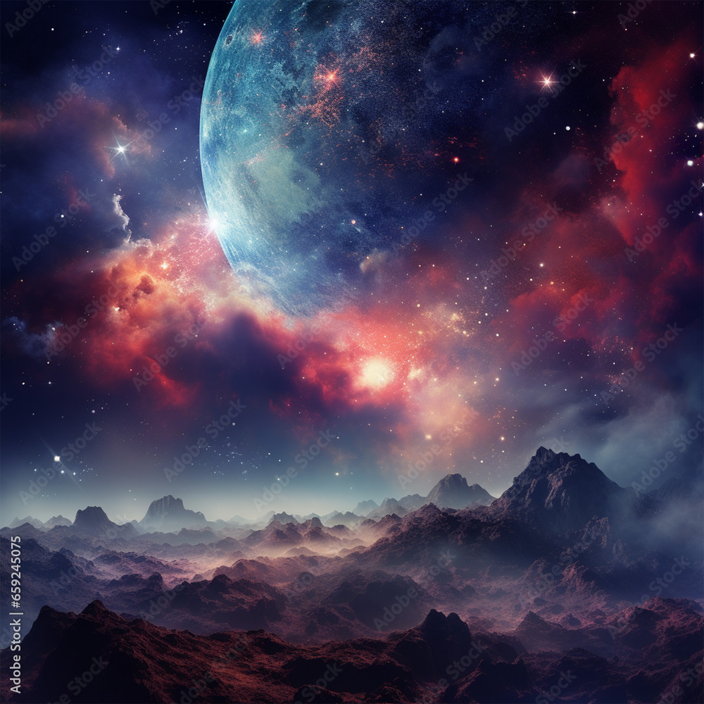 Naklejka premium Sky with stars and clouds