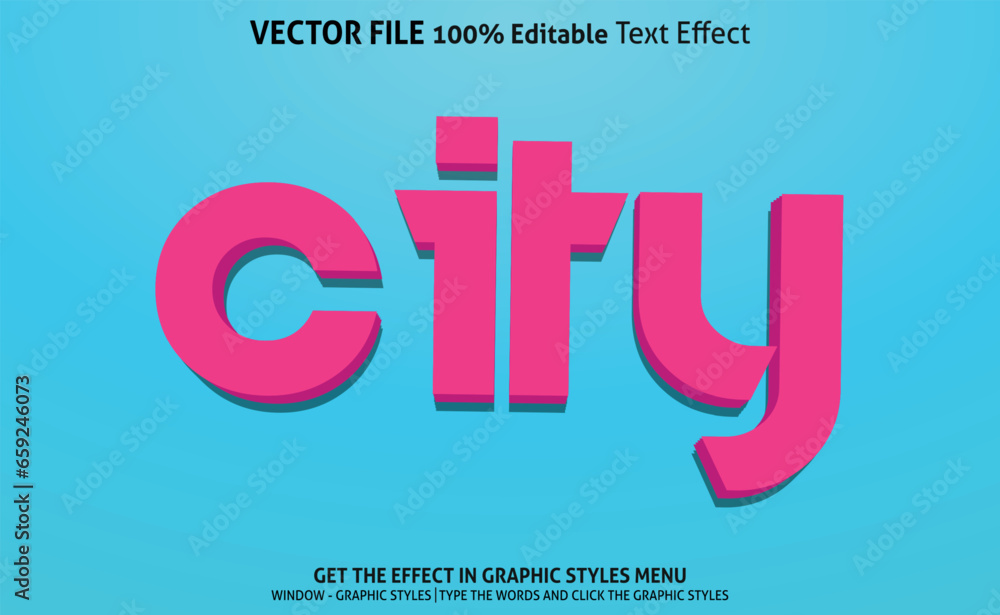 Fototapeta premium City 3d text effect and editable text effect