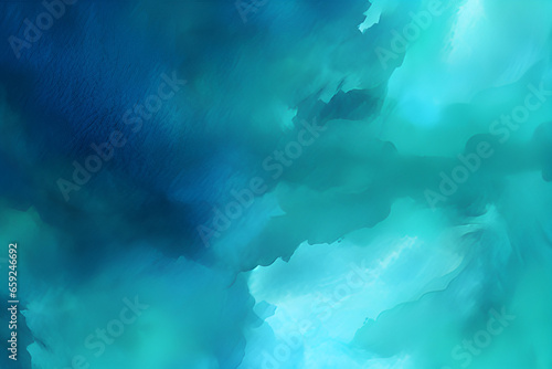 Repeating Abstract Watercolor Background With Watercolor Paint With Teal Green, Dark Turquoise and Dark Cyan Colors. Can Be Used as Web Banner or Background.