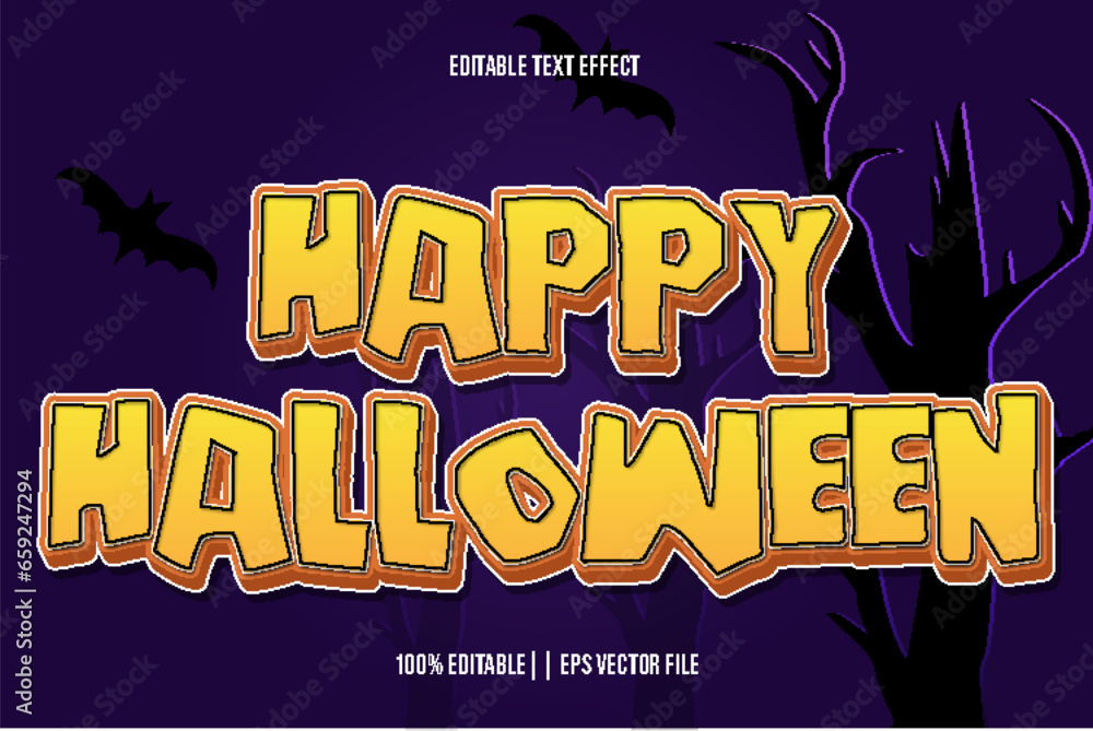 Happy Halloween Editable Text Effect Emboss Style