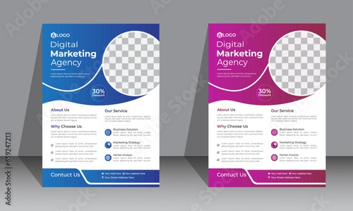 Corporate Business Flyer Template Geometric shape Flyer Colorful concepts and A4 flyer design template for print .  photo