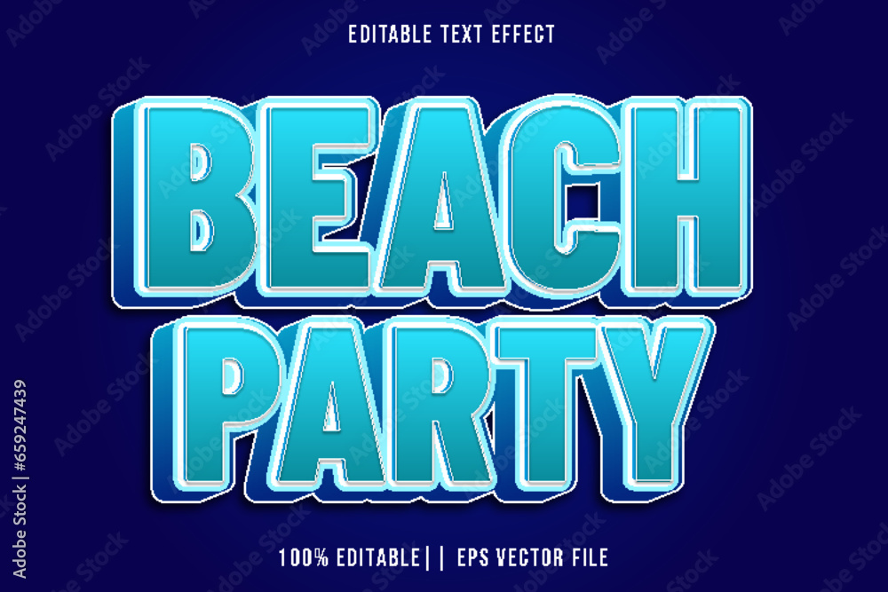 Obraz premium Beach Party Editable Text Effect 3D Gradient Style