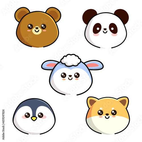 Set of Cute Animals on a white background photo