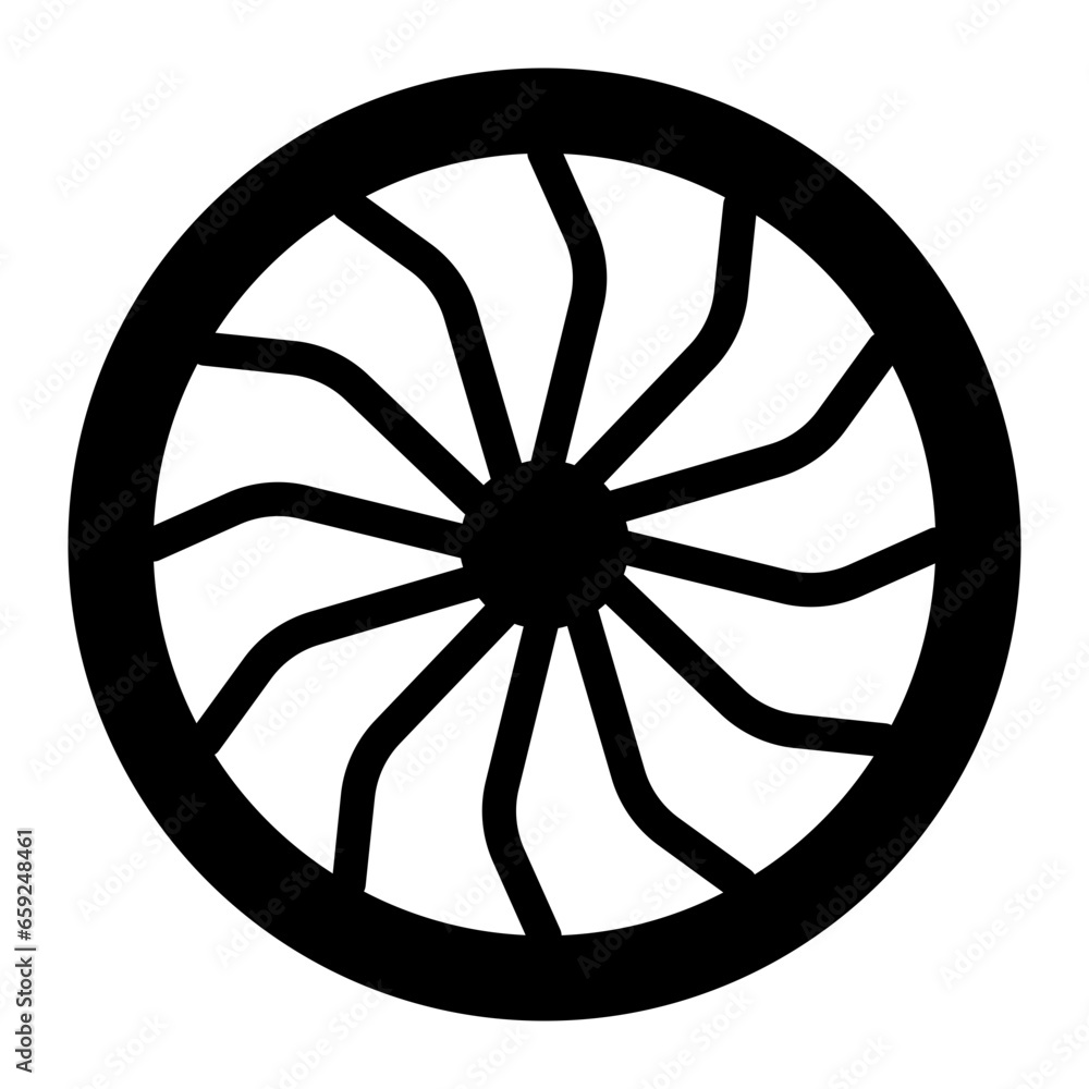 Jet Engine for airplane solid glyph icon Jet Engine for airplane solid glyph icon