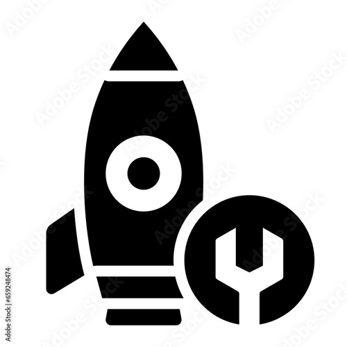 Rocket spaceship Maintenance solid glyph icon