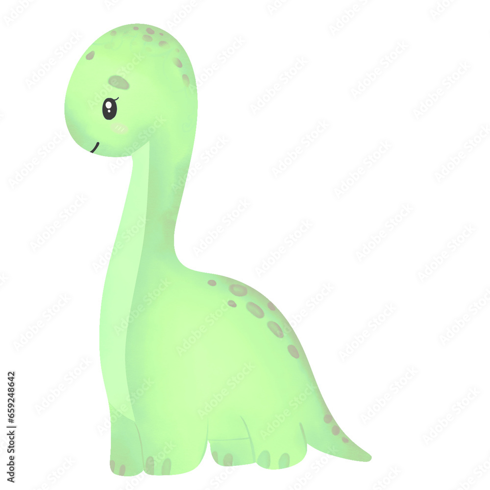 Fototapeta premium Watercolor illustration set of colorful dinosaurs