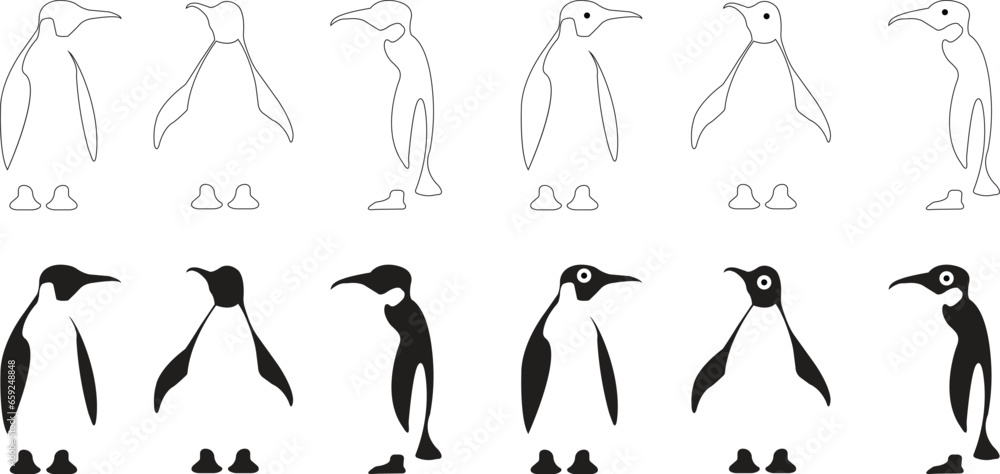 set of flat penguins logo illustration, good for mascot delivery or logistic, logo industry, linear editable stock color style with black isolated on transparent background. Animal Nature Icons . set of flat penguins logo illustration, good for mascot delivery or logistic, logo industry, linear editable stock color style with black isolated on transparent background. Animal Nature Icons .
