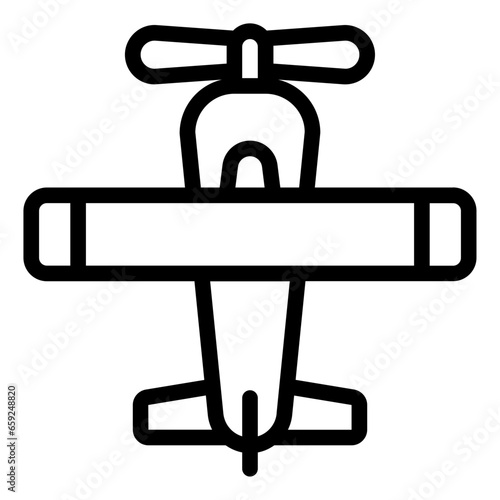 Small Plane with propeller machine outline icon
