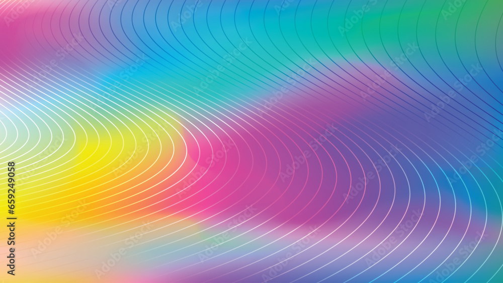 Colourful wave line pattern in blue, pink, orange and purple gradient light isolated on blurred background. Vector in concept of AI technology, science, music, website template, landing page and more. Colourful wave line pattern in blue, pink, orange and purple gradient light isolated on blurred background. Vector in concept of AI technology, science, music, website template, landing page and more.