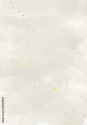 和紙テクスチャの和風背景　和柄と金粉