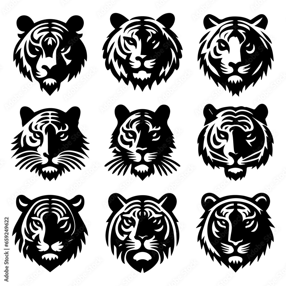Tiger Logo Concept vector illustration a set of group, Tiger Vector Illustration, Tiger Icon vector Tiger Logo Concept vector illustration a set of group, Tiger Vector Illustration, Tiger Icon vector