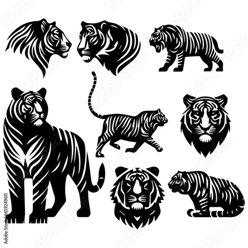 Tiger Logo Concept vector illustration a set of group  Tiger Vector Illustration  Tiger Icon vector 