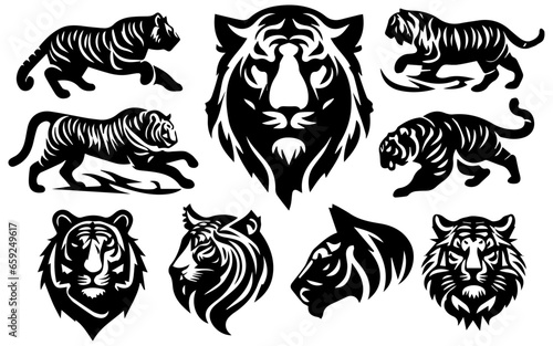 Tiger Logo Concept vector illustration a set of group  Tiger Vector Illustration  Tiger Icon vector 