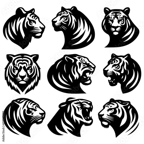 Fototapeta Naklejka Na Ścianę i Meble -  Tiger Logo Concept vector illustration a set of group, Tiger Vector Illustration, Tiger Icon vector 