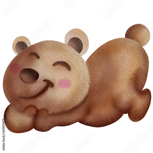 Brown bear cartoon drawing on paper texture