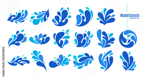 Modern water droplet splash icon logo design bundle