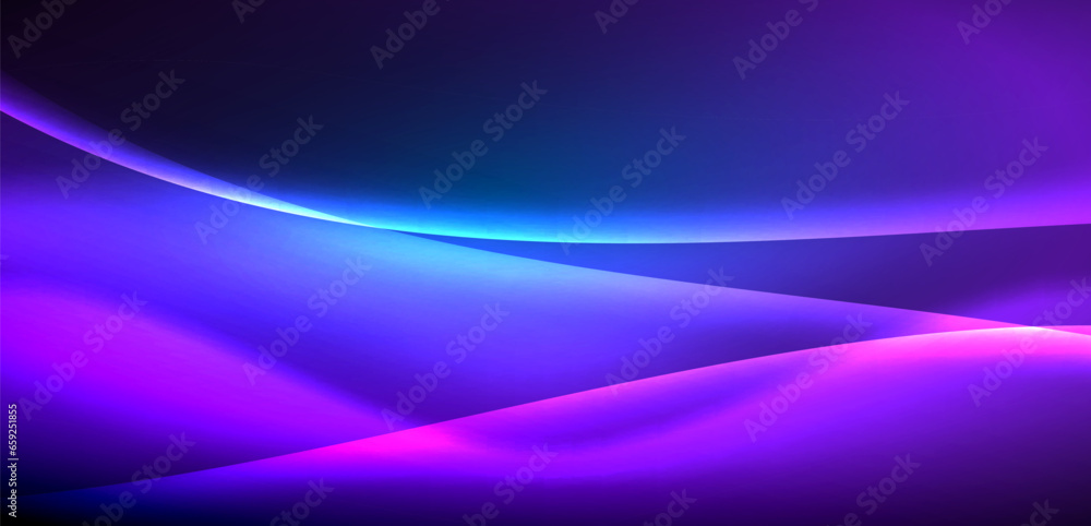Dynamic waves in ethereal glow of neon lights. Concept merges fluidity of motion with vibrant allure of neon, crafting entrancing backdrop that embodies both vitality and futuristic sophistication Dynamic waves in ethereal glow of neon lights. Concept merges fluidity of motion with vibrant allure of neon, crafting entrancing backdrop that embodies both vitality and futuristic sophistication
