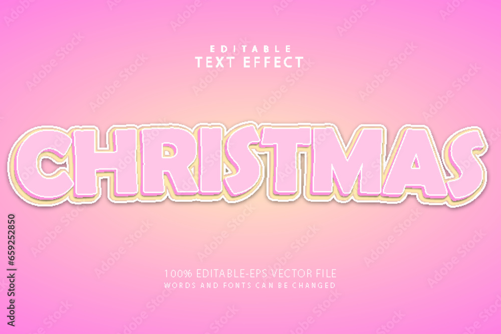 Christmas editable text effect 3 dimension emboss cartoon style