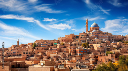 Beautiful Mardin old town with bright blue sky Mardin Turkey