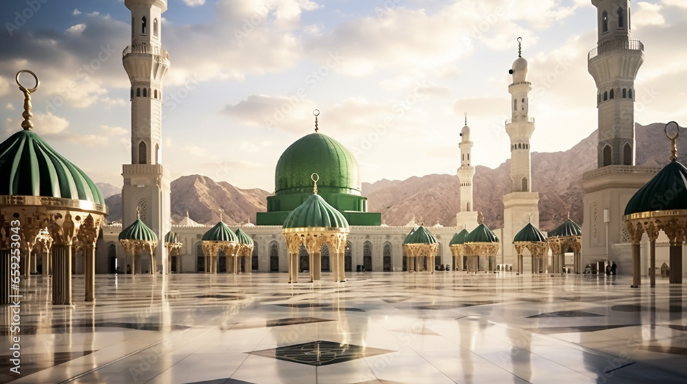 Amazing famous green and silver domes - obrazy, fototapety, plakaty 