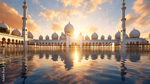 Sheikh Zayed Grand Mosque at Amazing Evening Abu Dhabi Mosque