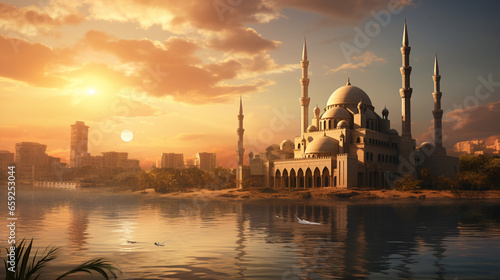 Tableau sur toile Beautiful Mosque of Muhammad Ali in Cairo Egypt