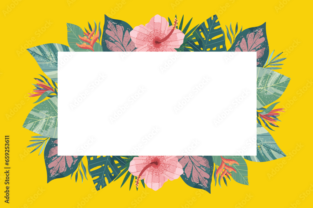 Obraz premium Tropical Leaf Illustration Frame Background