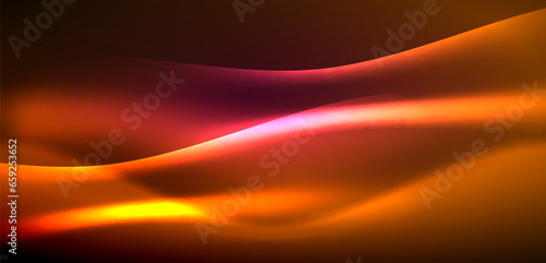 Dynamic waves in ethereal glow of neon lights. Concept merges fluidity of motion with vibrant allure of neon, crafting entrancing backdrop that embodies both vitality and futuristic sophistication