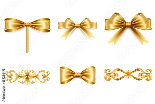 Ribbon set, gold, white background