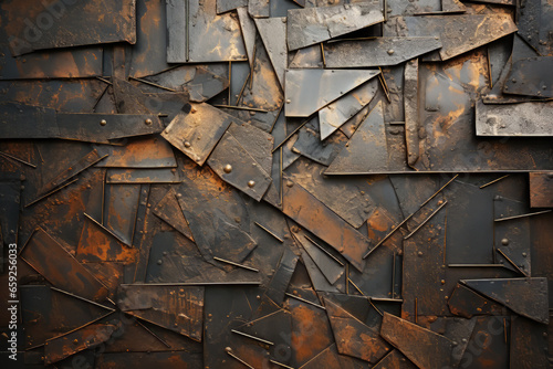 industrial surface texture of scrap metal plates, rusted material texture photo