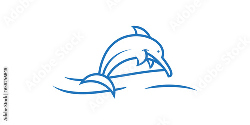 dolphin animal element logo design made with minimalist lines.
