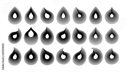 Modern dynamic motion line fluid water droplet icon logo design bundle