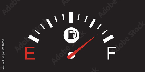 Gas meter fuel gauges. Full tank gauge vector icon. Car dashboard petrol petrol dial