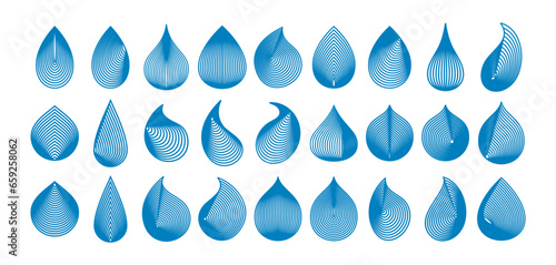 Modern motion dynamic blend line liquid water drop icon logo design set