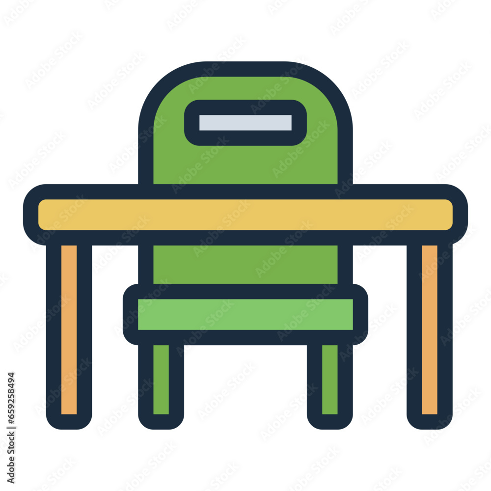 Table and Chair For Kid filled line icon Table and Chair For Kid filled line icon